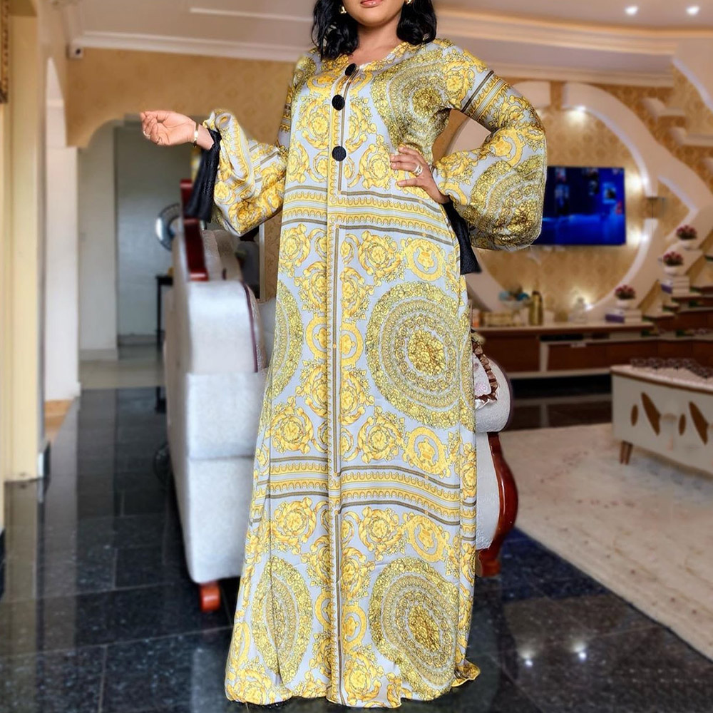 Women's African Long Sleeve Maxi Dress