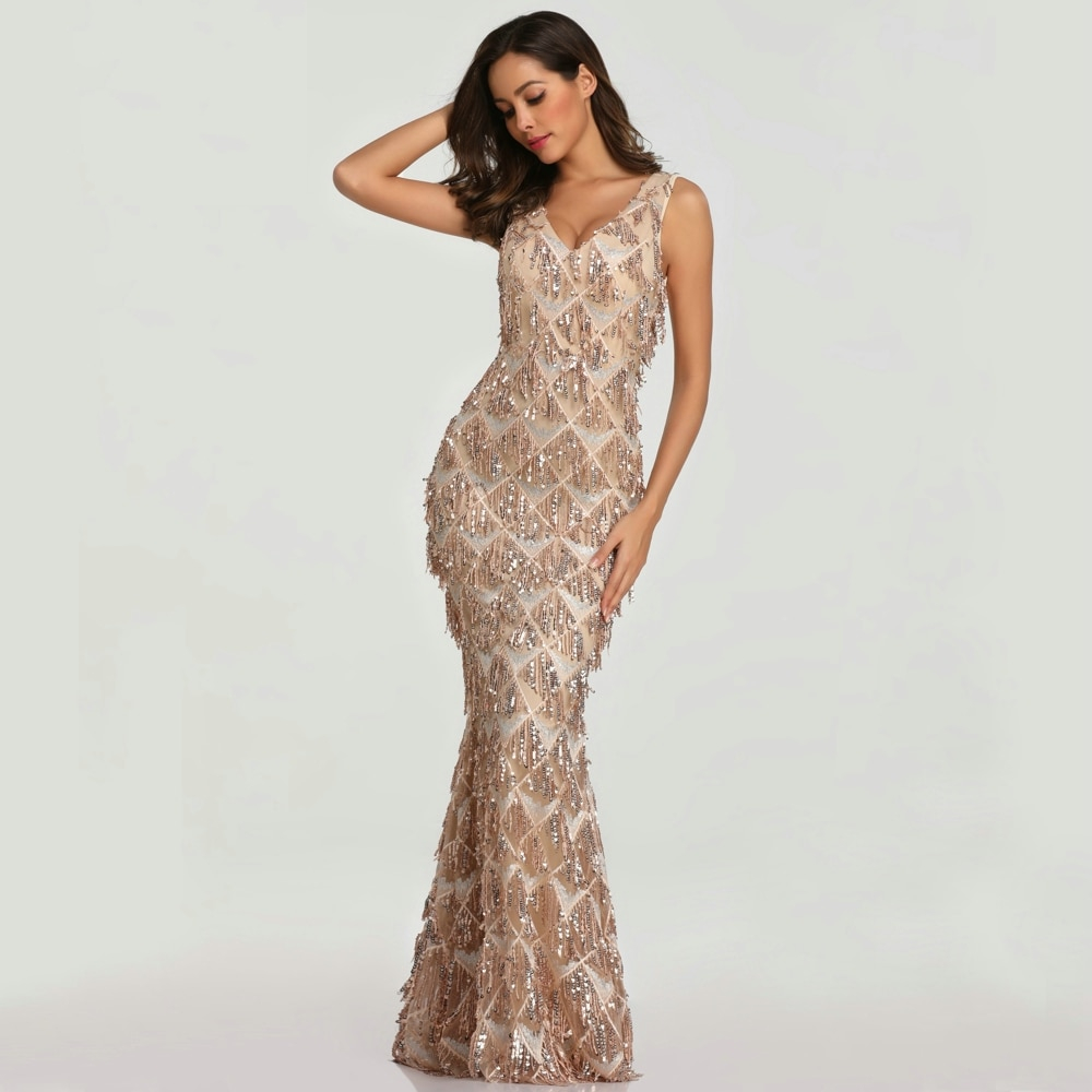 Elegant Long Sequined Dress for Women