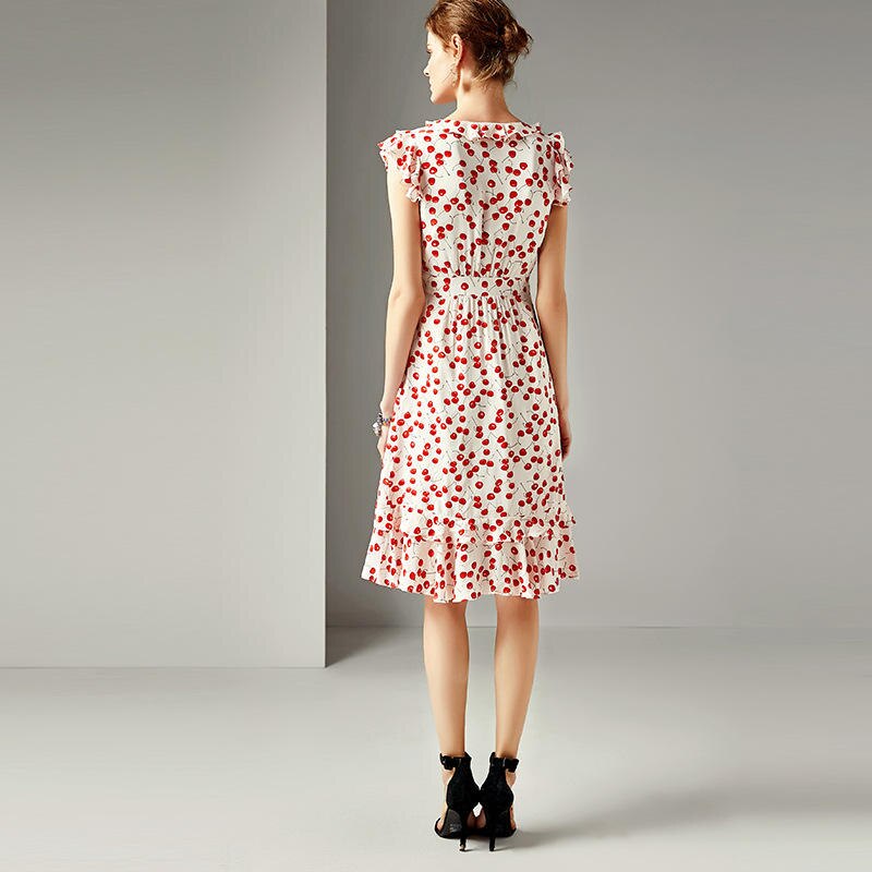 Women's Ruffled Printed A-Line Dress