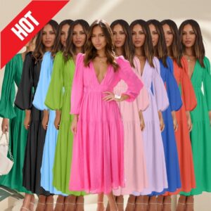 Waist Slimming Pleated Long Sleeved Small Dress