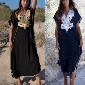 Rayon embroidered holiday robe blouse