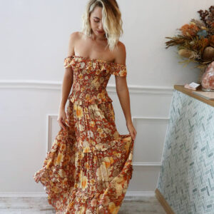 One-shoulder printed beach skirt
