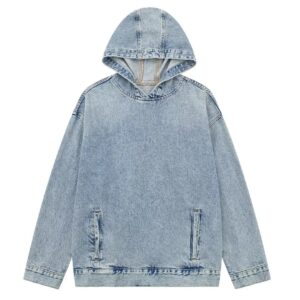 Versatile Casual Hooded Denim Hoodie