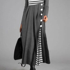 Striped Color Block Loose Large Size Dress