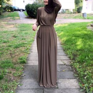 European And American New Style Abaya Dress V-neck Folds And mMopping Floor Skirt