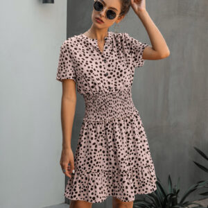 Women's Printed Dress With Waist And Slim