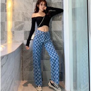 Women's plaid jeans