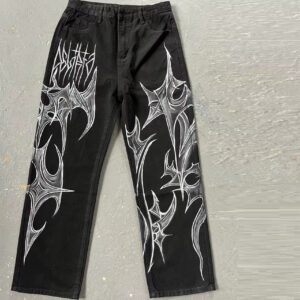 Black Jeans That Don't Fade American Street Graffiti Style For Men And Women