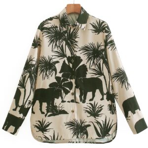 Amorous Printed Shirt Loose Long Sleeve Top