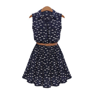 Sleeveless print midi skirt