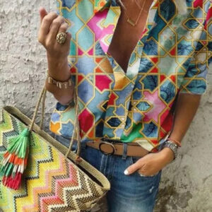 Fashion Printed Long-sleeved Blouse