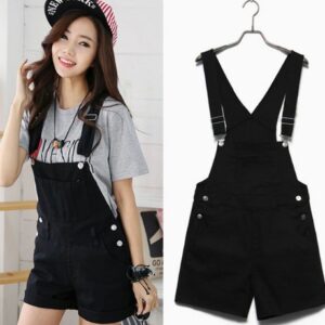 Candy-colored denim strap denim overalls female jumpsuit