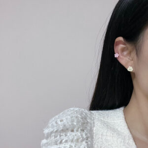 Ceramic Peach Flower Earring Set Combination