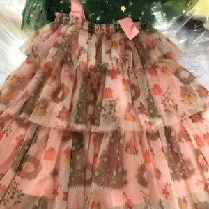 Christmas Printing Suspender Layered Dress Children