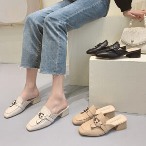 Lazy Women's Shoes Baotou Half Slippers With A Pedal