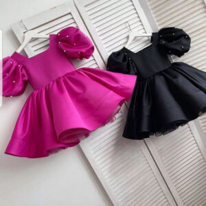 Girls' Satin Pearlescent Puffy Dress