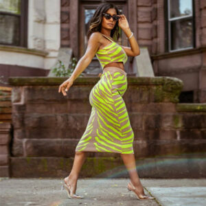 High waist stretch one step mid skirt