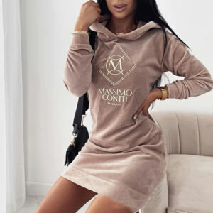 Women's Fashion Letter Embroidery Casual Sweatshirt Dress