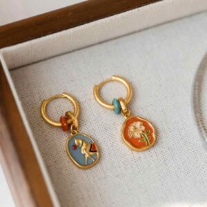 Golden Double-sided Flower Eardrop Earring