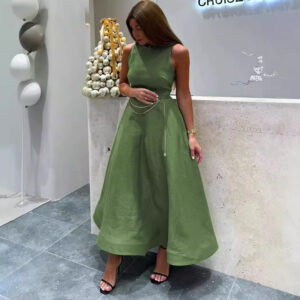 Autumn Waist Solid Color Sexy Dress