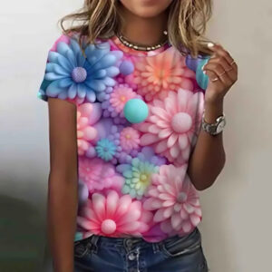 Women's Fashion Personalized 3D Floral Printed Casual T-shirt