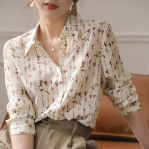 Women's Simple Elegant Draping Floral Shirt