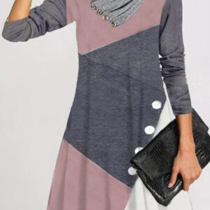Casual Temperament Women's Pullover Long Sleeve Round Neck Swing Dress