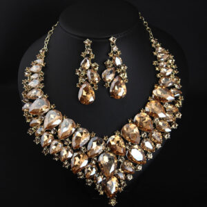 Green Crystal Necklace Earring Set Africa