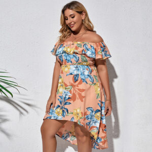Plus Size Women's Irregular Print Temperament Dress