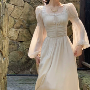Square Collar Large Skirt Fairy Dress Children